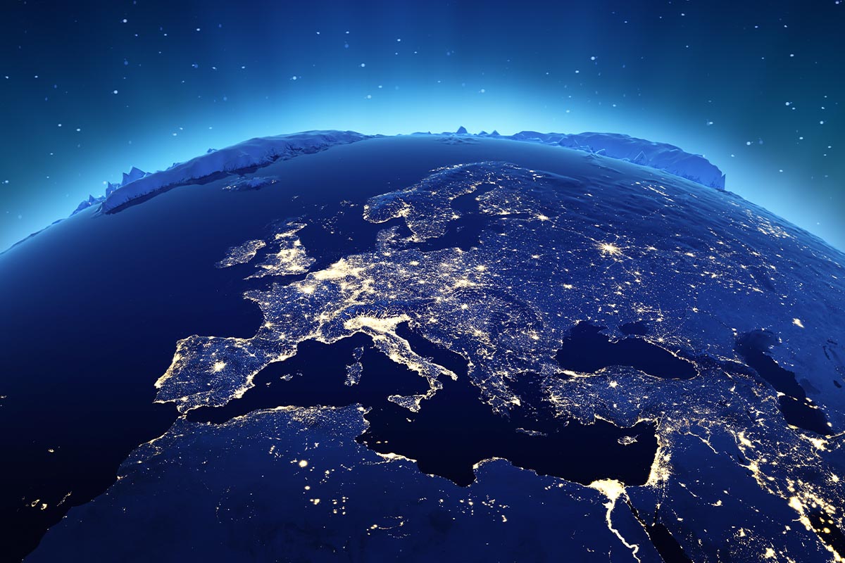 Earth centered on Europe, Middle East and North Africa