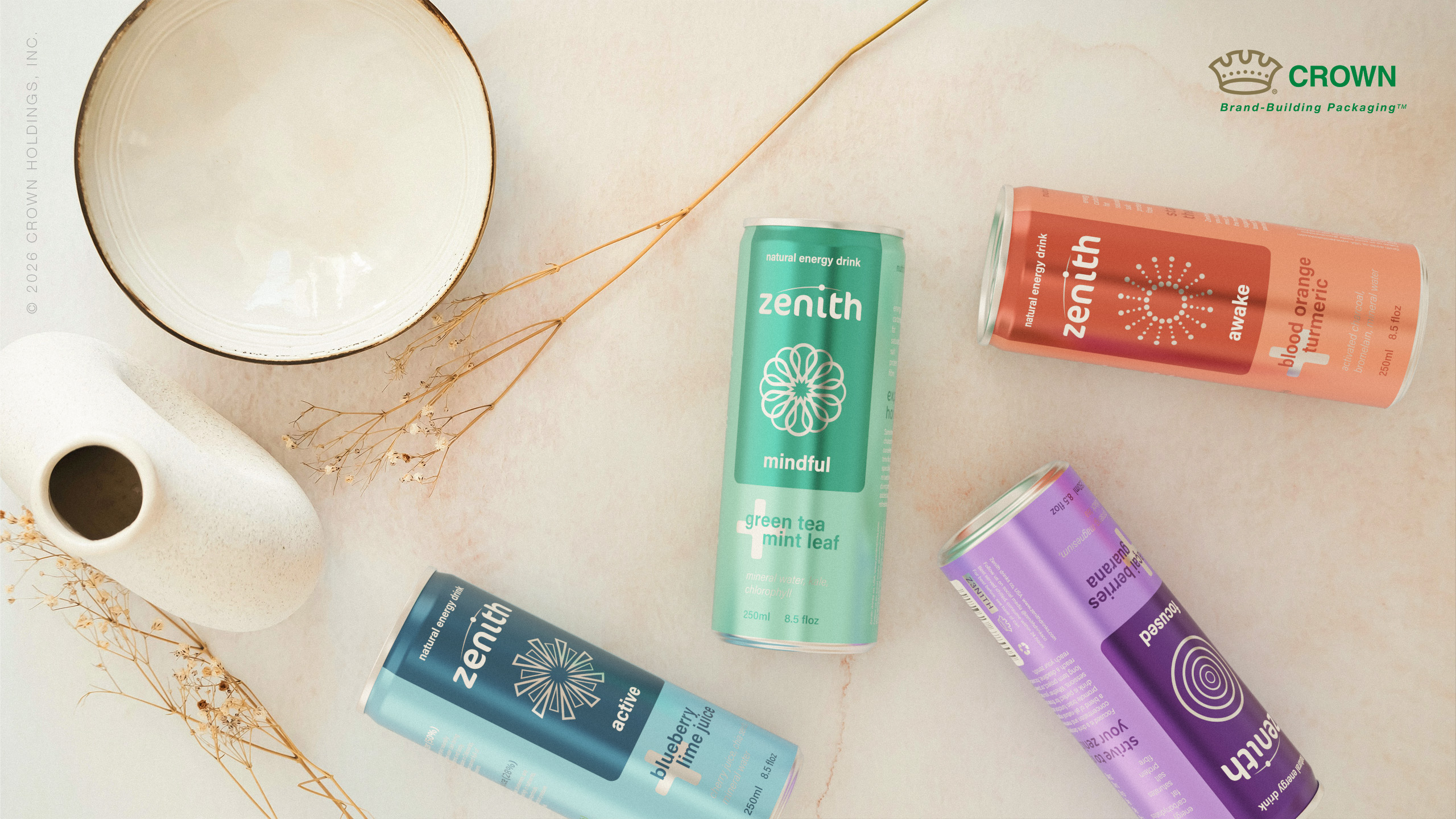 Crown cans on a countertop with a bowl