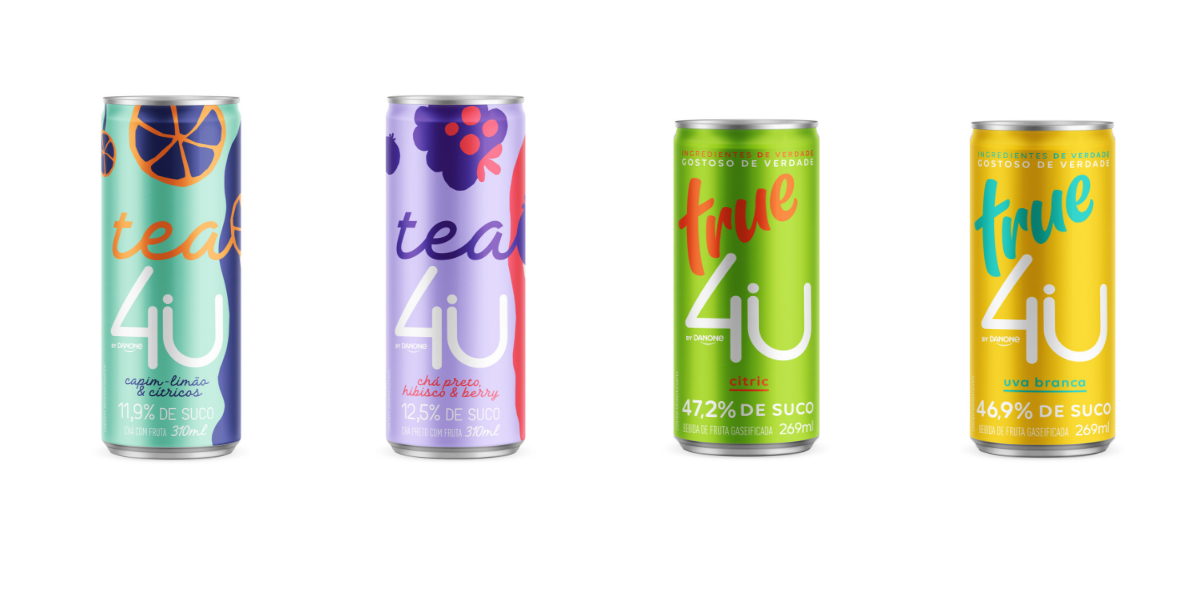 Danone Unveils New 4u Line Of Carbonated Juices And Teas In Brazil In Sleek Style Beverage Cans From Crown Crown