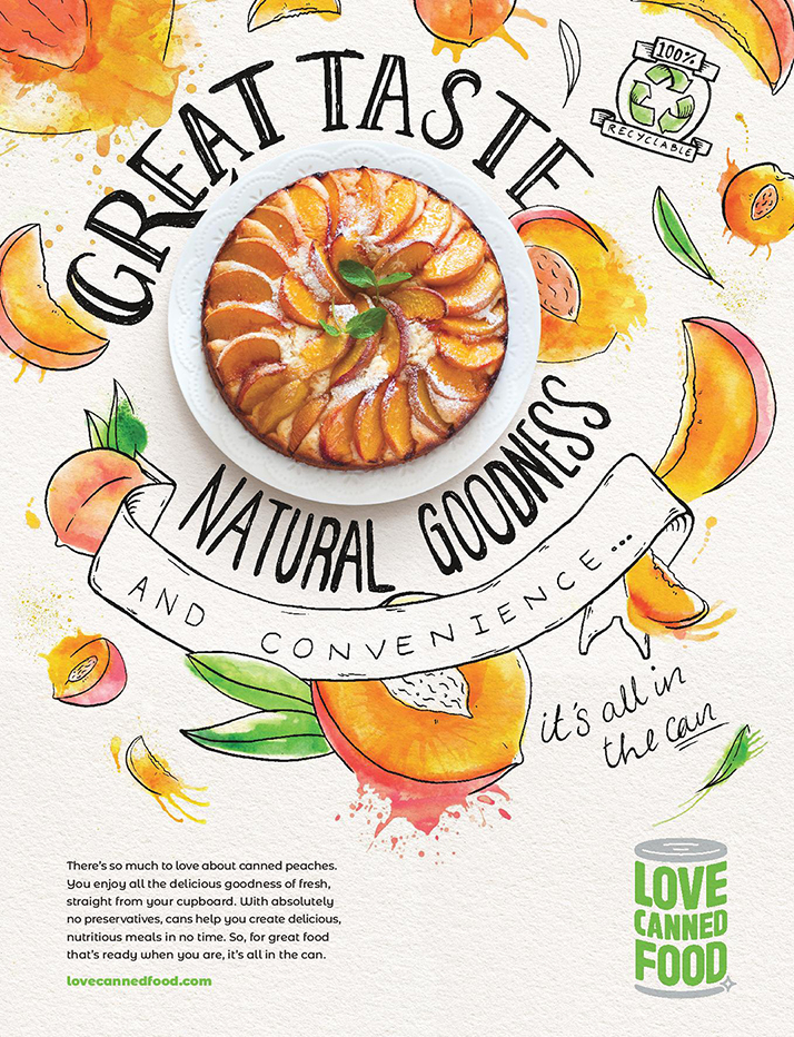 Picture of a peach pie with black text around it that says, Great Taste Natural Goodness
