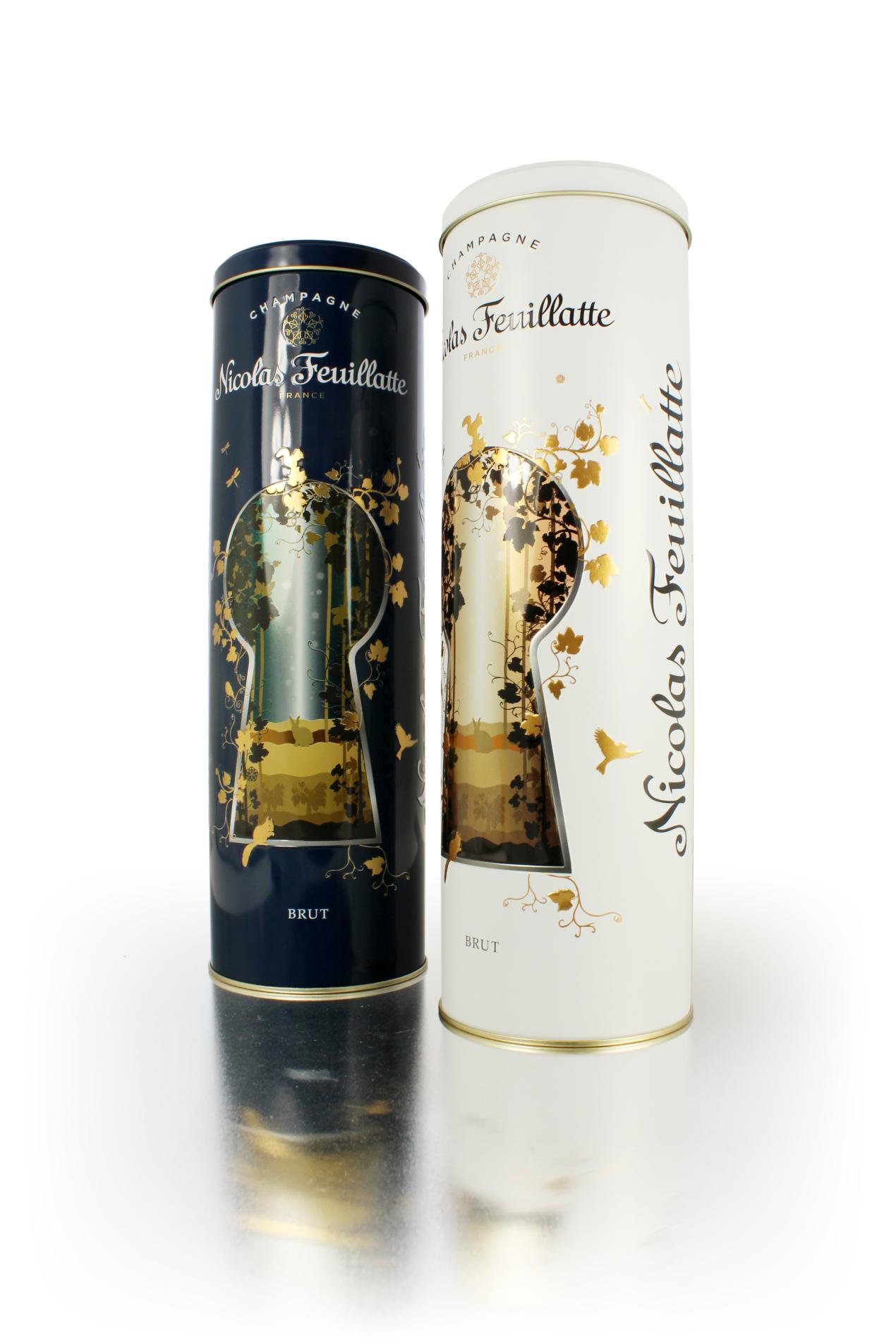 One black metal tin and one white metal tin