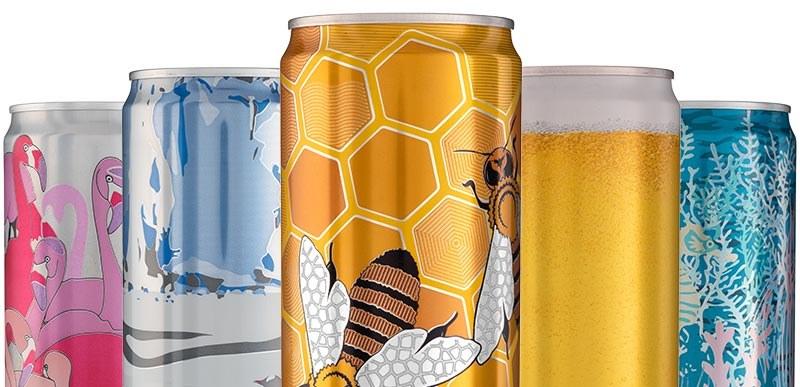 5 cans with vibrant colors and textures