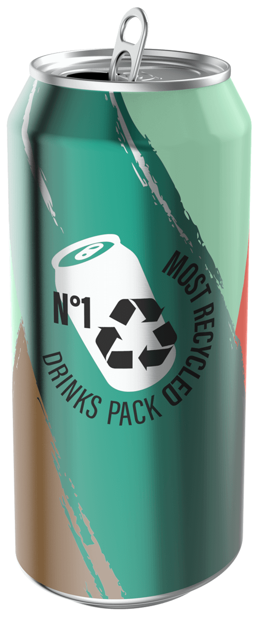 green beverage can with recycling symbol