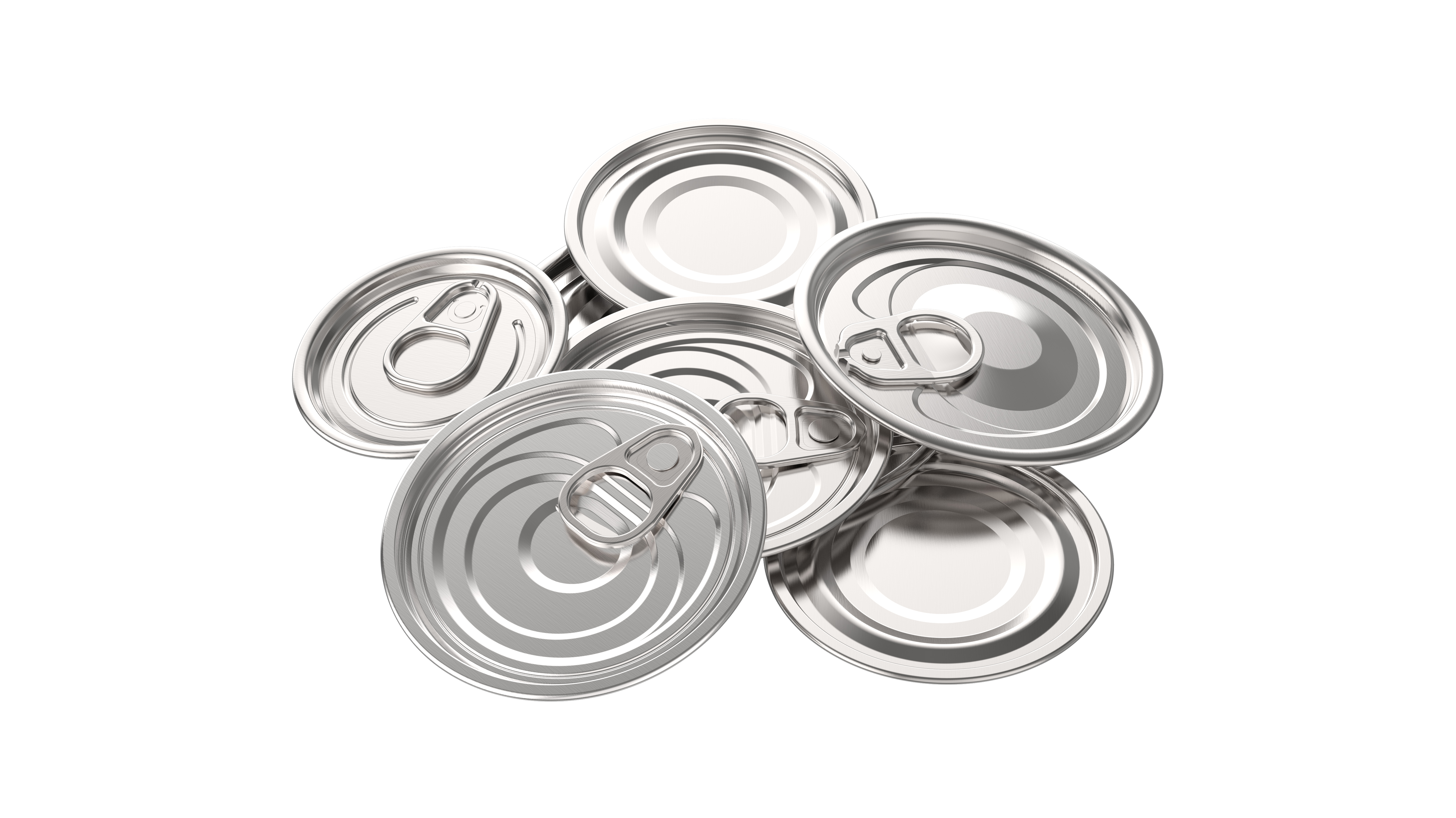 Various metal food can lids with and without pull tabs