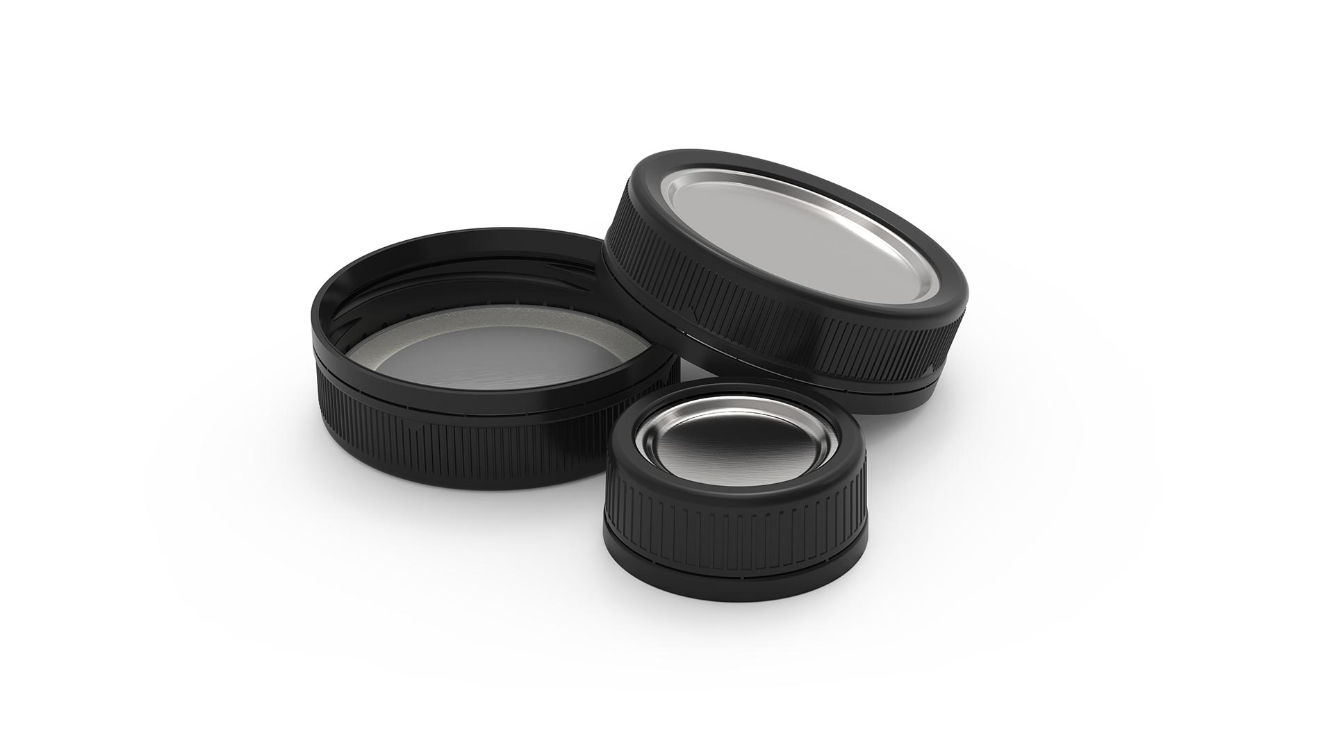 Various Ideal Closures with black bands and metal tops