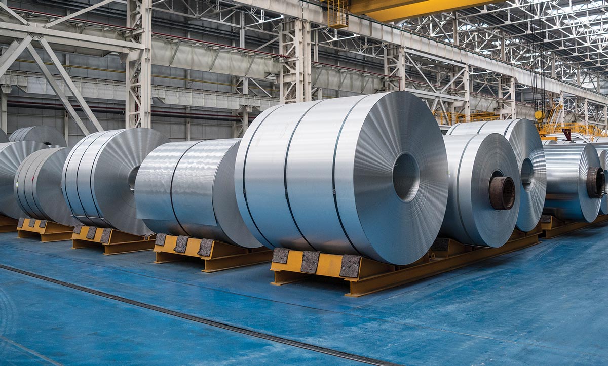 rolls of recycled aluminum