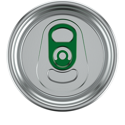  Top of an aluminum can with a green pull tab