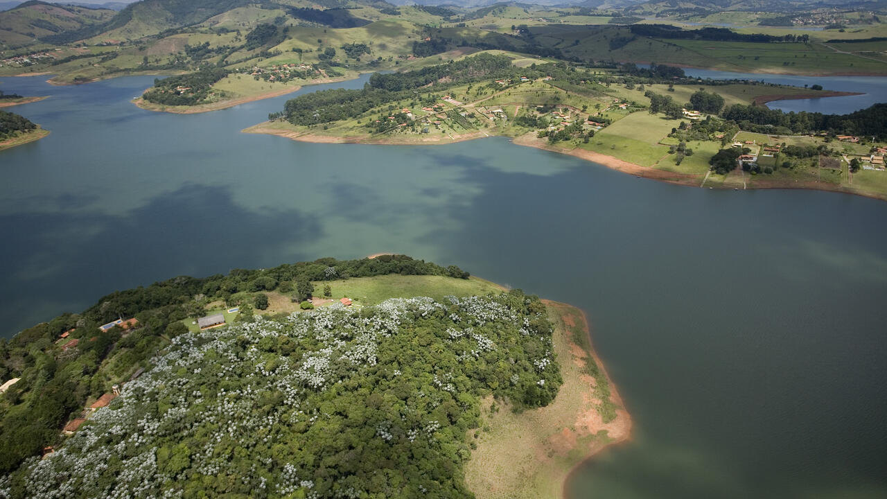 Biodiversity.jpg Aerial image of lake with greenery