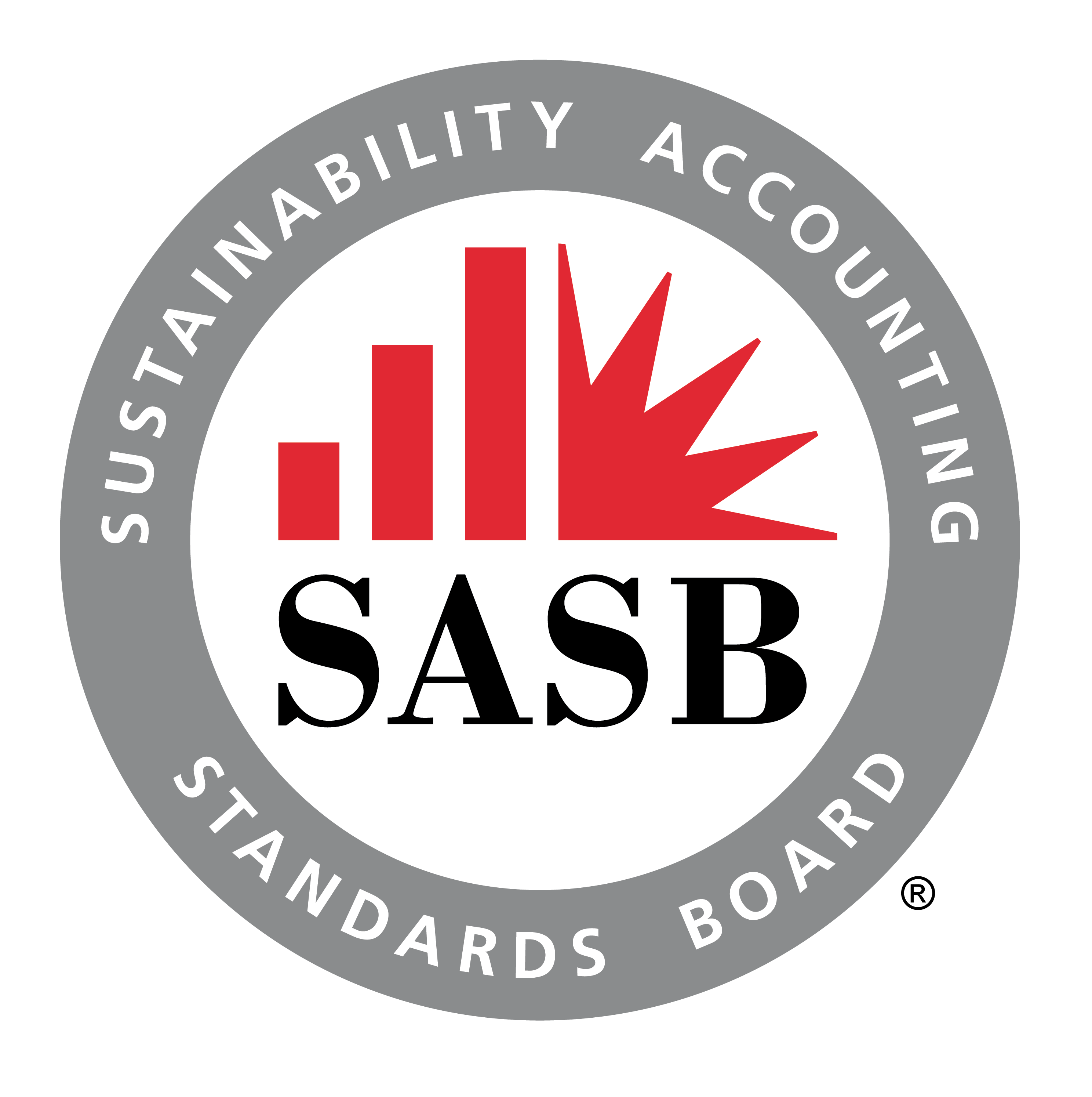 SASB logo which is circle graphic with SASB in middle with graph and starburst