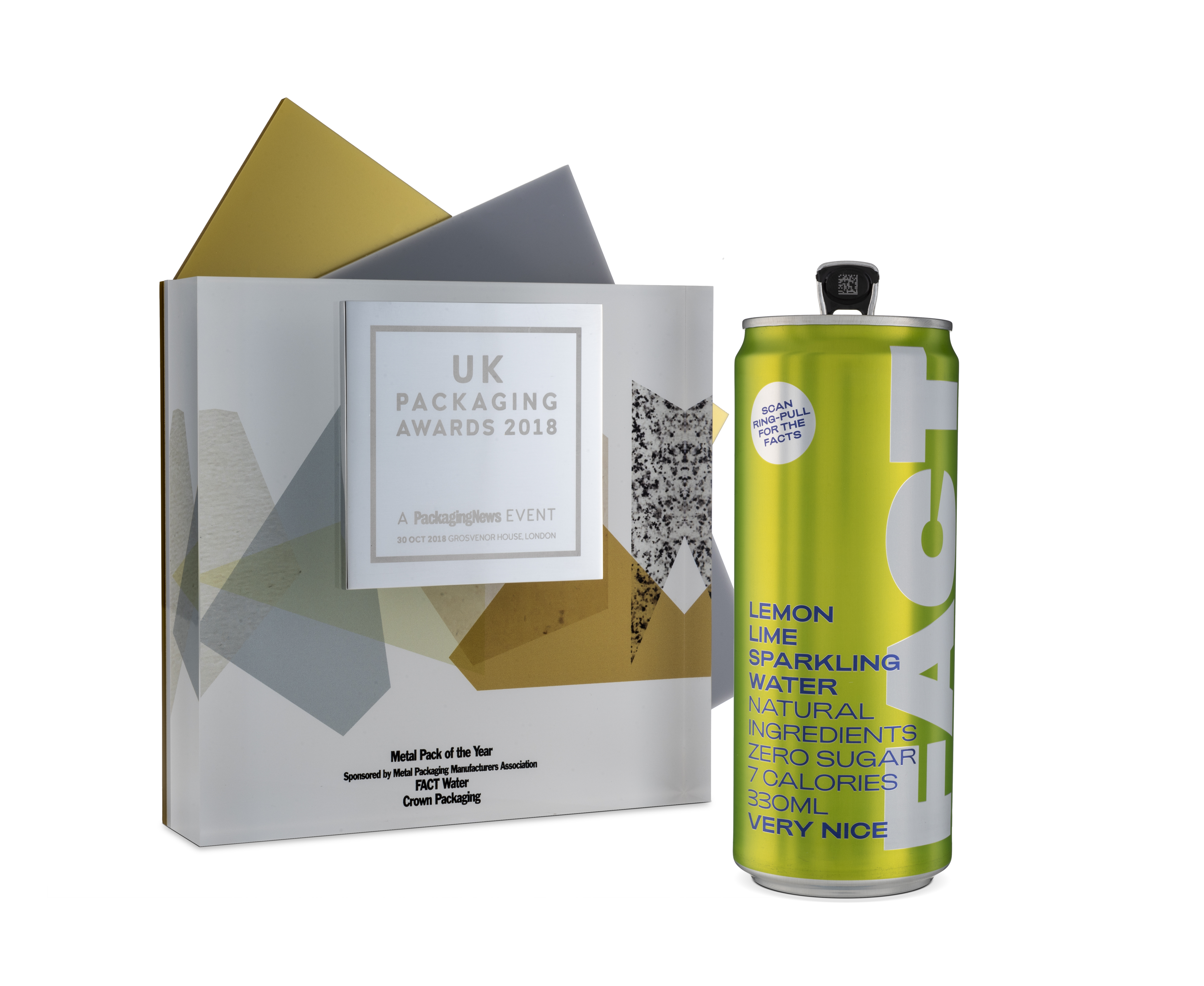 Crown Scores a Home Run on the 2018 Awards Field Lime green soda can next to UK Packaging Award