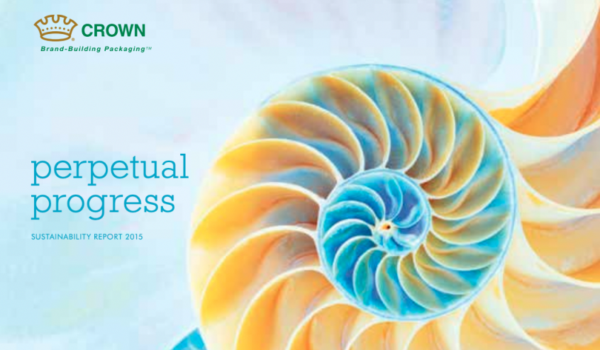 The cover for Crown's 2015 sustainability report