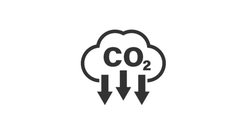 A clipart cloud has the letters "CO2" inside it, with three arrows pointing down.