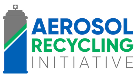 The logo for the Aerosol Recycling Initiative which features a drawing of an aerosol can with a gray, green, and blue design.