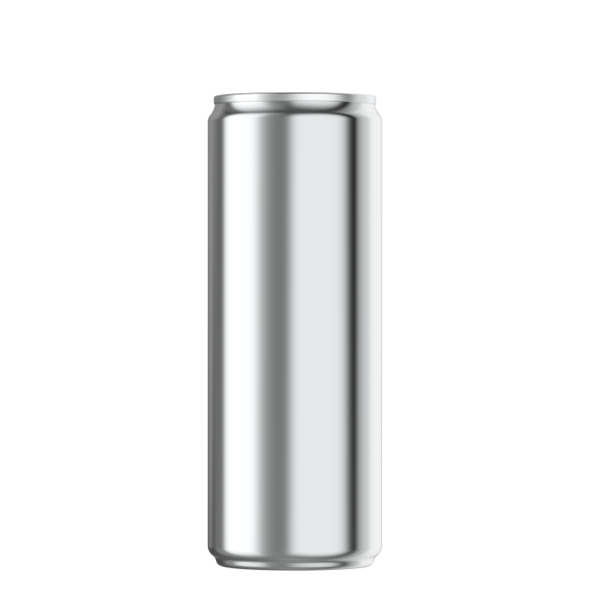 A tall, Crownsleek aluminum beverage can.