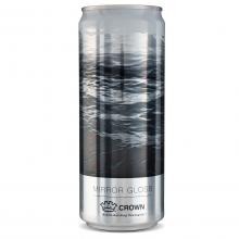 Full mirror gloss can, showing glossy black-and-white waves in the sea on a silver background
