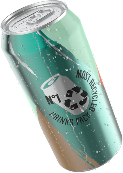 a printed aluminum can with a green and brown design